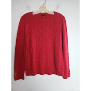 Talbots Red Cable Knit Pullover Lambswool Blend Sweater size Medium